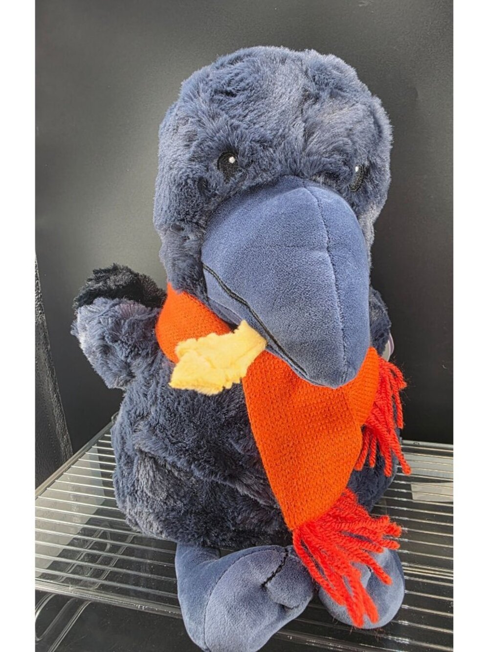 Large Plush Raven Stuffed Animal Soft Toy With Scarf 12 Inches New